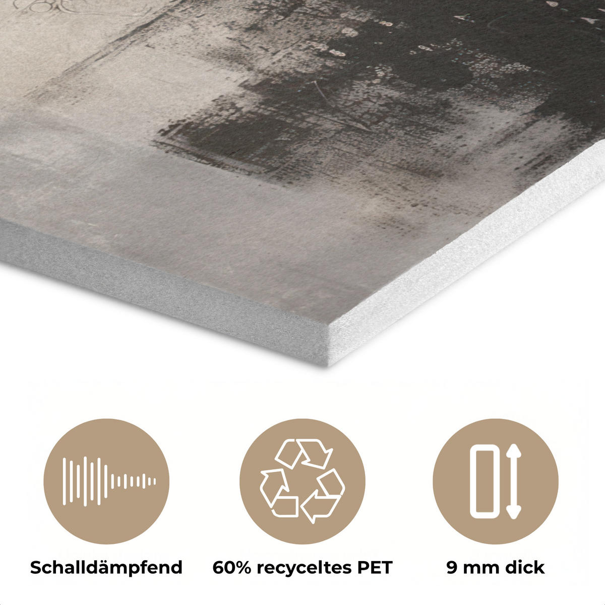 AKUSTIKPANEEL Abstrakt - Kunst - Grau 70x100 cm - Hellgrau, Textil (70/0.9/100cm) - MuchoWow