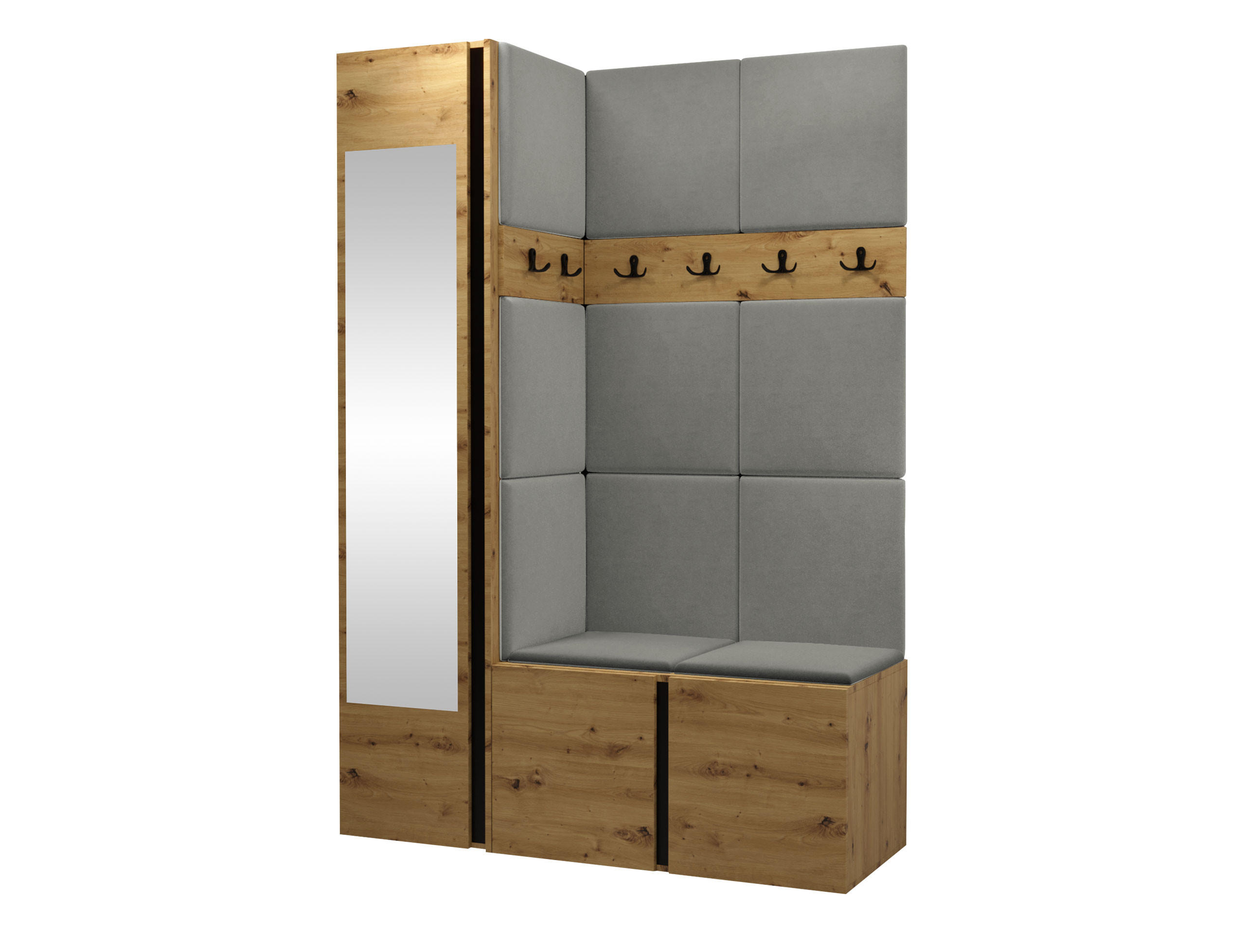 GARDEROBEN-SET Orion X - Eiche Artisan/Grau, Holzwerkstoff/Kunststoff (124/186/46cm) - MIRJAN24
