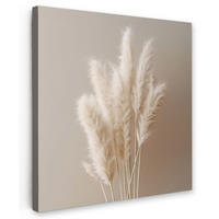LEINWANDBILD Pampasgras - Federn - Pastell - Weiß 90x90 cm - Naturfarben, Textil (90/90cm) - MuchoWow