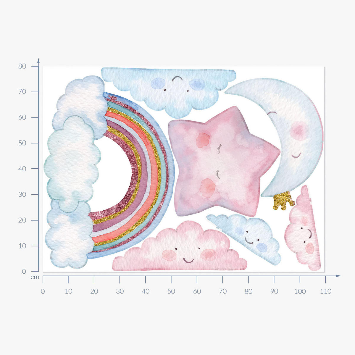 WANDAUFKLEBER 80x110cm - Der Himmel bei Nacht - Multicolor, Kunststoff (80/110/0.1cm) - Wallfluent