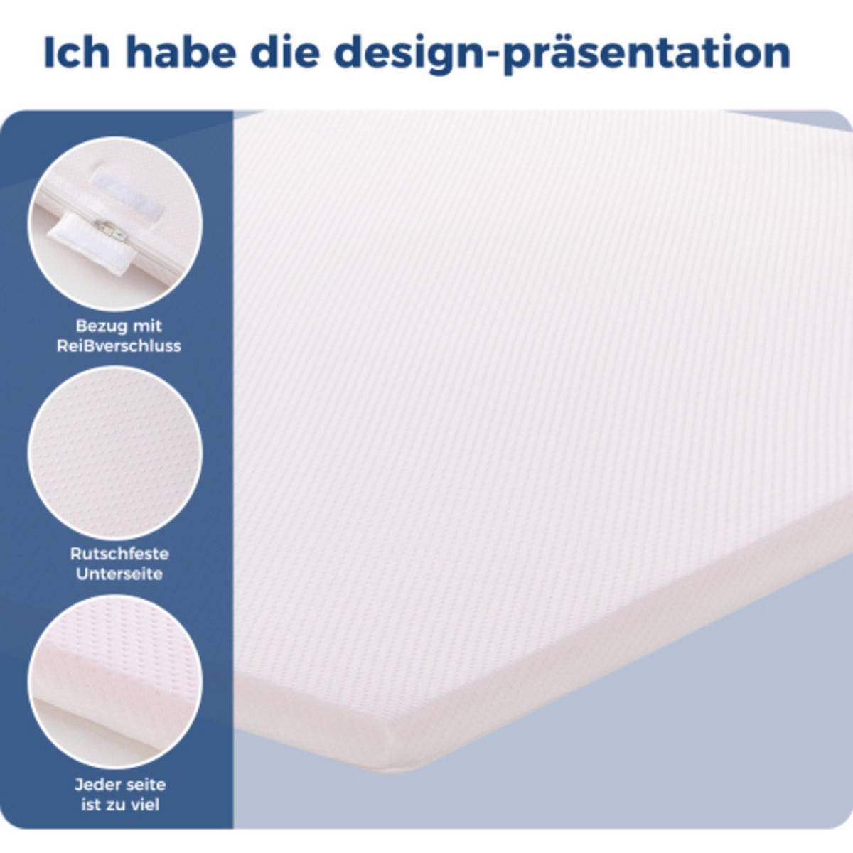 MATRATZE 180×200 cm mit abnehmbarem waschbarem Bezug, 5 cm QX-Schaum Topper, weiß - Weiß, Kunststoff - Luhomfu