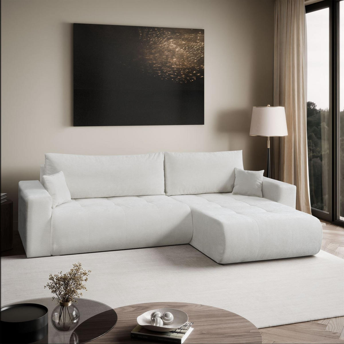 ECKSOFA CLOUD II XL mit Schlaffunktion Vibe 03 - Beige, Textil (280/152cm) - Lookway
