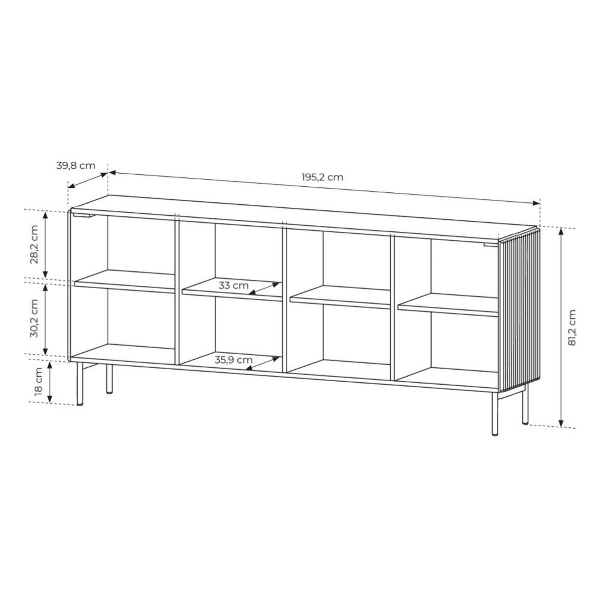 KOMMODE Muzzi - Weiß, Holzwerkstoff (195.2/81.2/39.8cm) - Pillovely