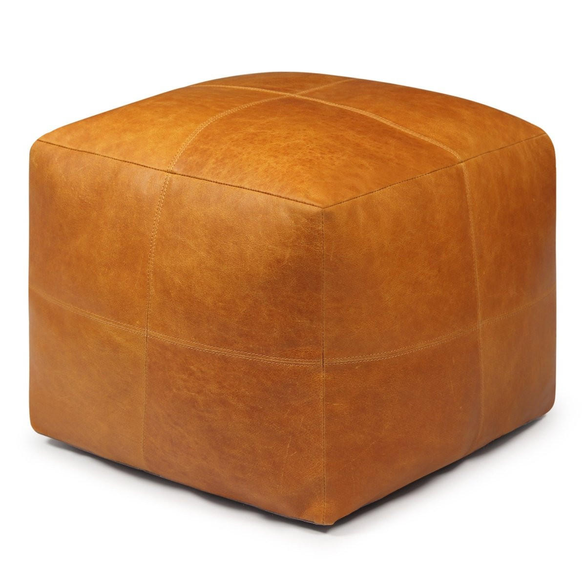 POUF 50/50/45 cm Echtleder Cognacbraun - Braun, Leder (50/45/50cm) - Furnhouse
