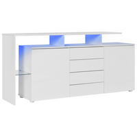 SIDEBOARD Weiß mit Hochglanz-Türen, appgesteuerter LED-Beleuchtung und vielfältigem Stauraum 160 × 35 × 70 cm - Weiß, Holzwerkstoff (160/70/35cm) - Luhomfu
