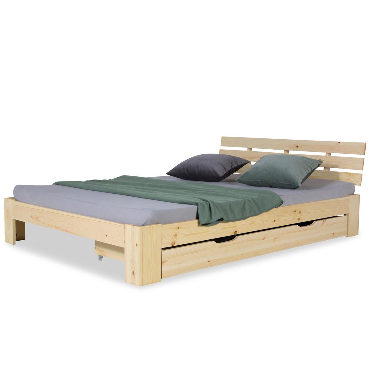 BETTSCHUBKASTEN Natur 173 x 63 - Braun, Holz - Homestyle4u