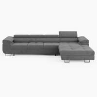 ECKSOFA VEMO CORE PLUS Rechts Grau Velours-Stoff mit Schlaffunktion und Bettkasten - Grau, Holz/Metall (350/205cm) - Barchello