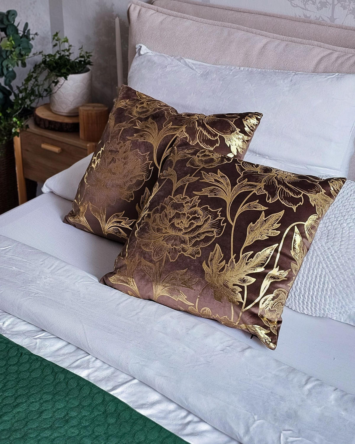 DEKORATIVNÍ POLŠTÁŘ sada 2 ks Hnědý 45/45 cm Daffodil - hnědá, textil (45/45cm) - Beliani