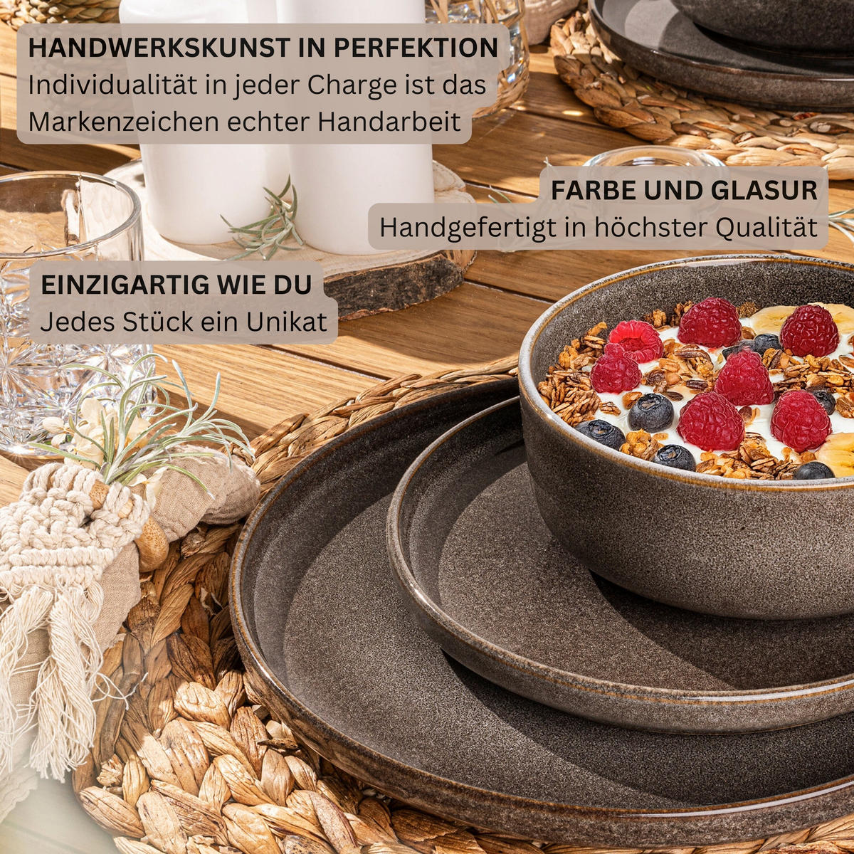 SCHALEN SET KAIRO GRAPHIT - 6 teilig aus Steingut - Braun, Keramik (38.5cm) - Sänger