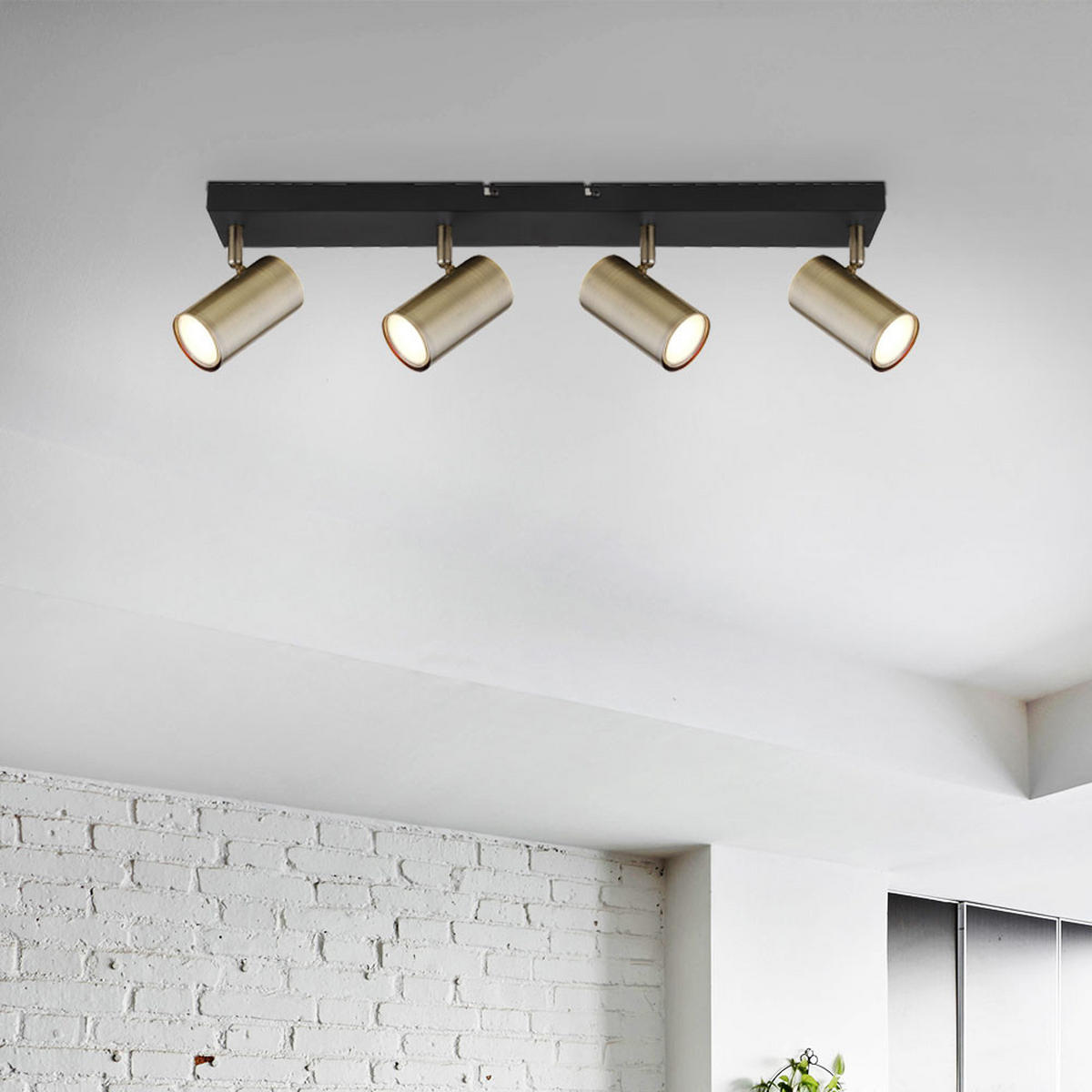 DECKENLEUCHTE Metall Messing Schwarz - Messingfarben, Metall (56/6/12cm) - Globo Lighting