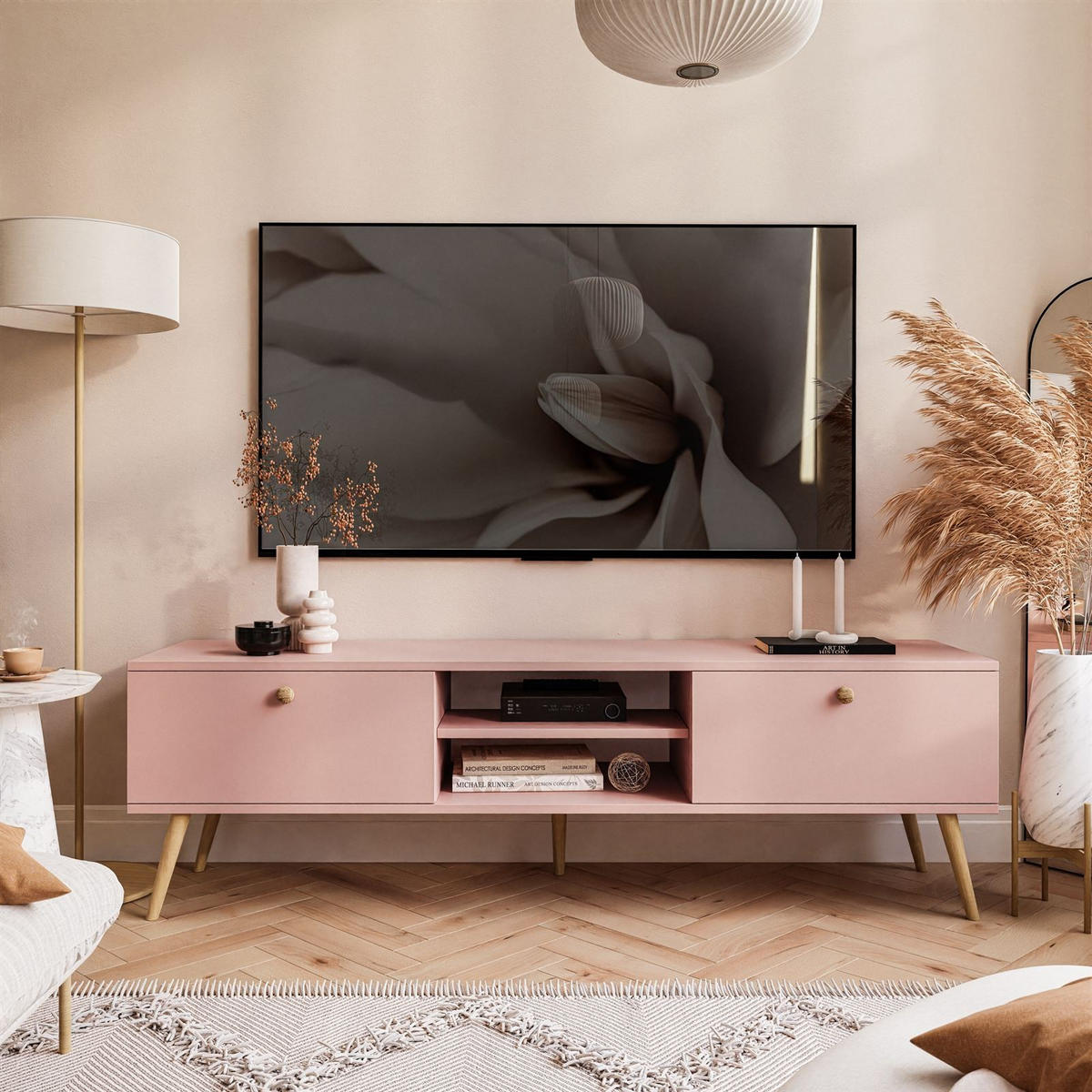 TV-RACK HARMONY 170 cm Natürlich Rosa - Rosa, Holzwerkstoff (170/50/41cm) - Lookway