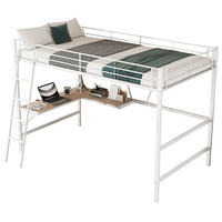 HOCHBETT 90/200 cm aus Metall/MDF mit L-förmigem Schreibtisch und Regal Weiß - Weiß, Metall (90/200cm) - Modenvie