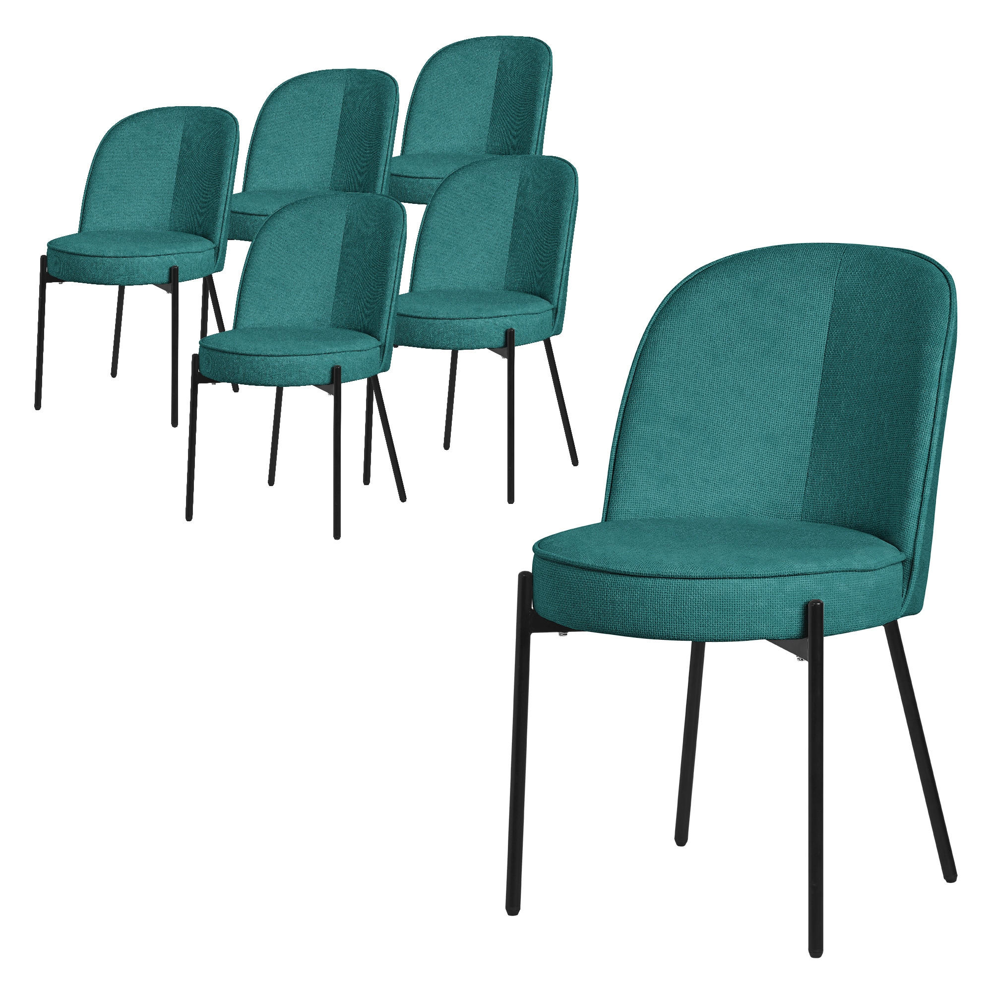 ML-DESIGN JÍDELNÍ ŽIDLE, sada 6 ks, petrolová, s látkovým potahem