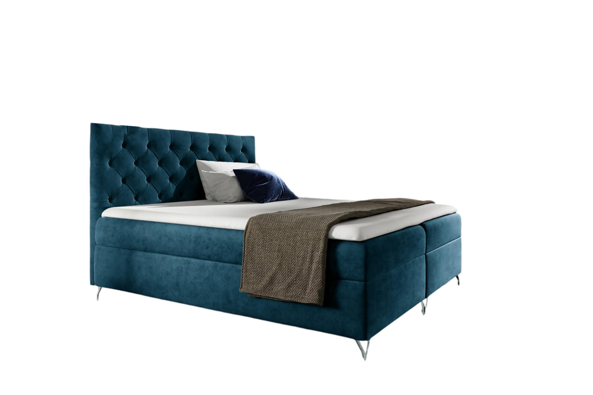 BOXBETT Ambre In überlänge - Blau, Holzwerkstoff/Textil (140/220cm) - Fun Möbel