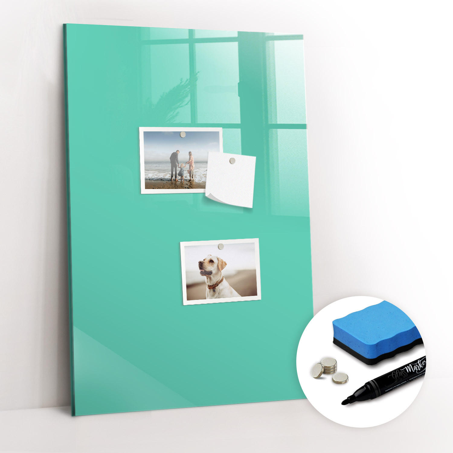 MAGNETTAFEL 40x60 Türkis schwarzer Marker - Türkis, Glas (40/0.4/60cm) - TULUP