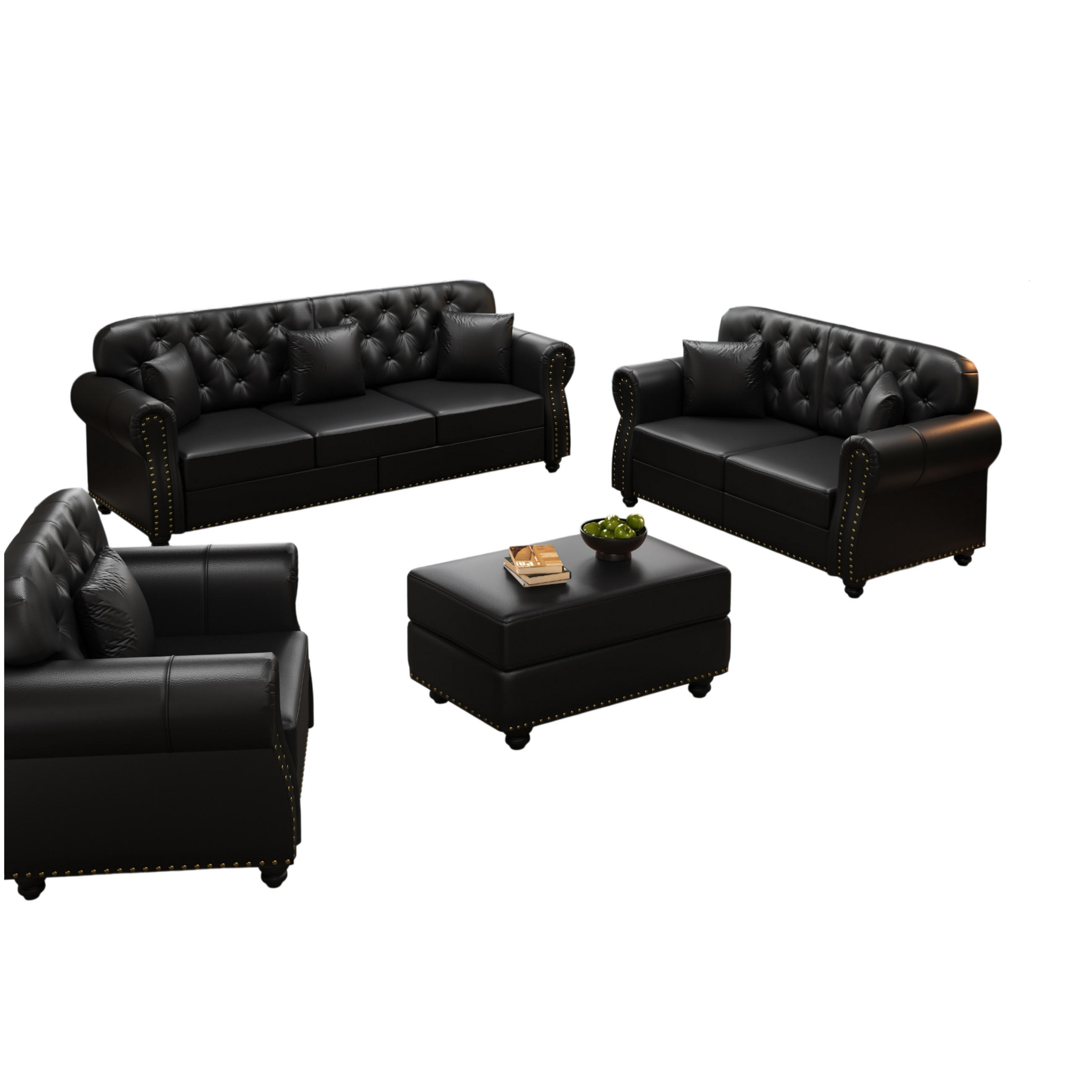 ComfortXL Sitzgarnitur Schwarz 210x86x76 cm