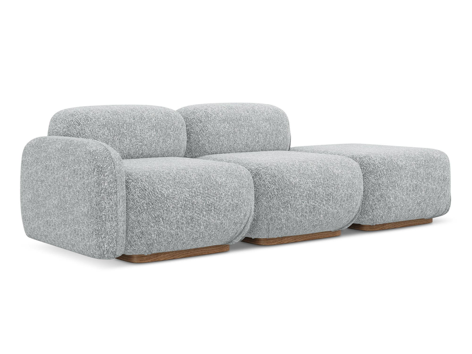 3-SITZER SOFA Rechts Strukturstoff Stoff Grau - Silberfarben/Braun, Holz/Textil (258/73/95cm) - Makamii