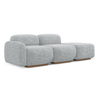 3-SITZER SOFA Rechts Strukturstoff Stoff Grau - Silberfarben/Braun, Holz/Textil (258/73/95cm) - Makamii