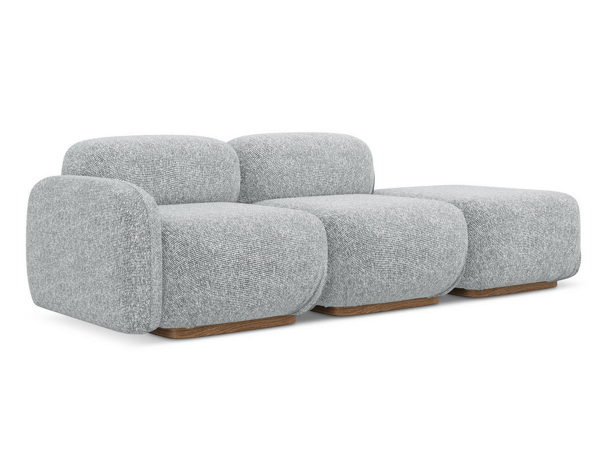3-SITZER SOFA Rechts Strukturstoff Stoff Grau - Silberfarben/Braun, Holz/Textil (258/73/95cm) - Makamii