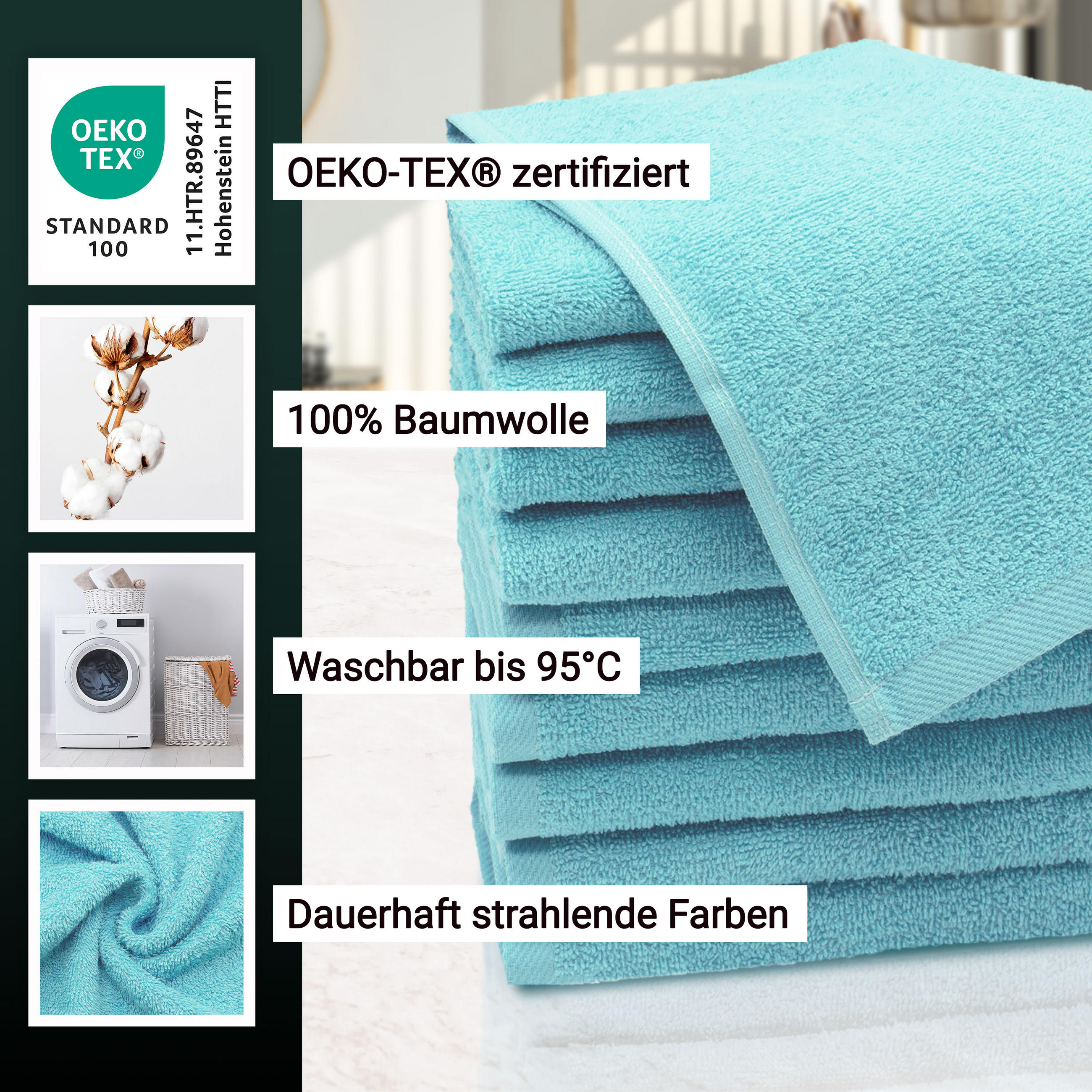 GÄSTETÜCHER, 10er-Set, 30x50 cm, 100% Baumwolle, Blau - Blau, Textil (30/50cm) - Zollner