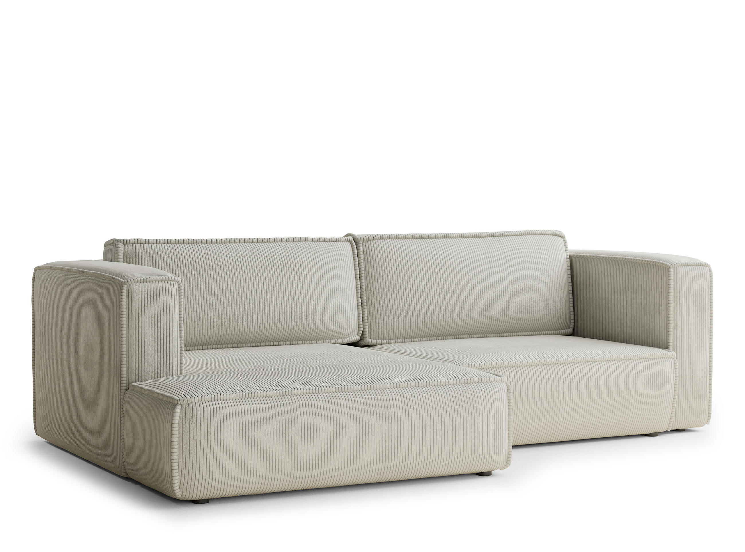 ECKSOFA MIT SCHLAFFUNKTION Velto Creme Samtstoff - Creme/Schwarz, Holz/Holzwerkstoff (152/250cm) - Maison de Reve
