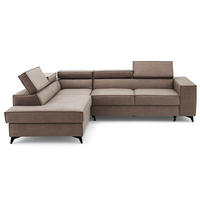 ECKSOFA PURE L Links mit Schlaffunktion 127x199 Velours Beige - Beige/Schwarz, Holz/Textil (281/204cm) - Muffo