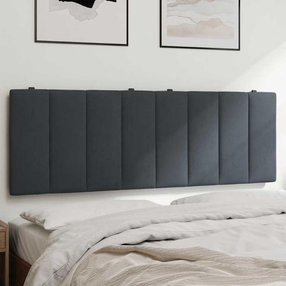 KOPFTEIL-KISSEN Dunkelgrau 140 Cm Samt - Dunkelgrau, Naturmaterialen - vidaXL