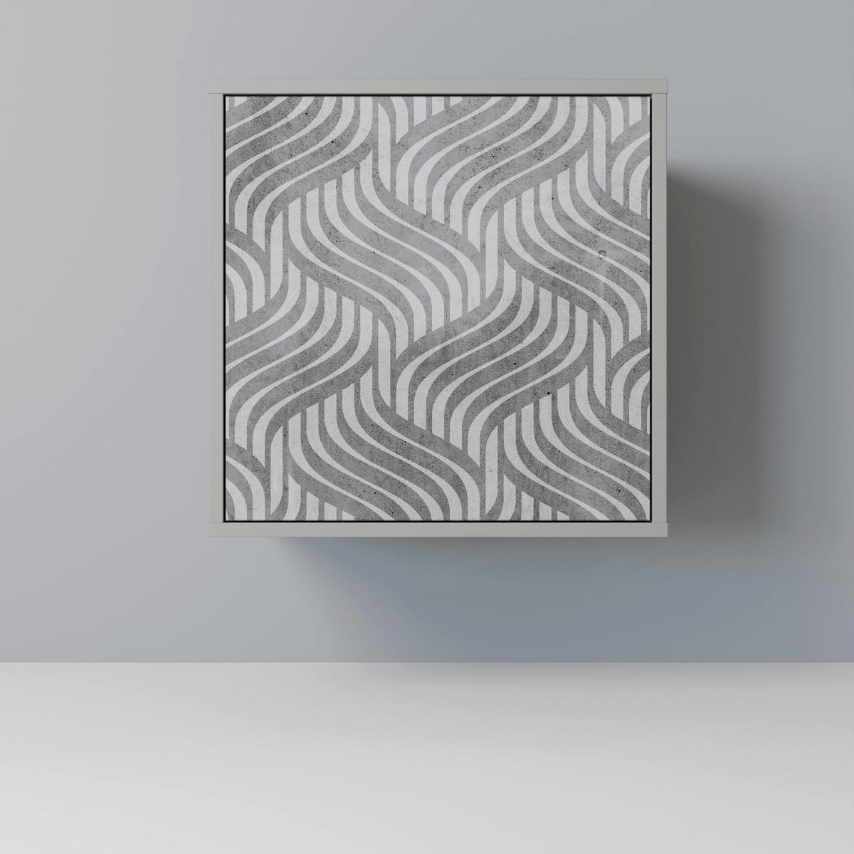 SIDEBOARD CONCRETE MOVEMENT, Grau, 57,5x42x70,5 cm, Schwarze Metall-Sternfüße - Multicolor/Schwarz, Holzwerkstoff/Metall (57.5/70.5/42cm) - SpaceRebels
