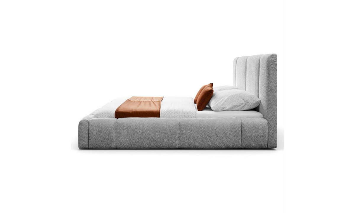 POLSTERBETT ELENA 140x200 cm Hellgrau (Anthology 15), 34 Holzlatten, Kopfteil 108 cm - Grau, Textil (140/200cm) - Lookway