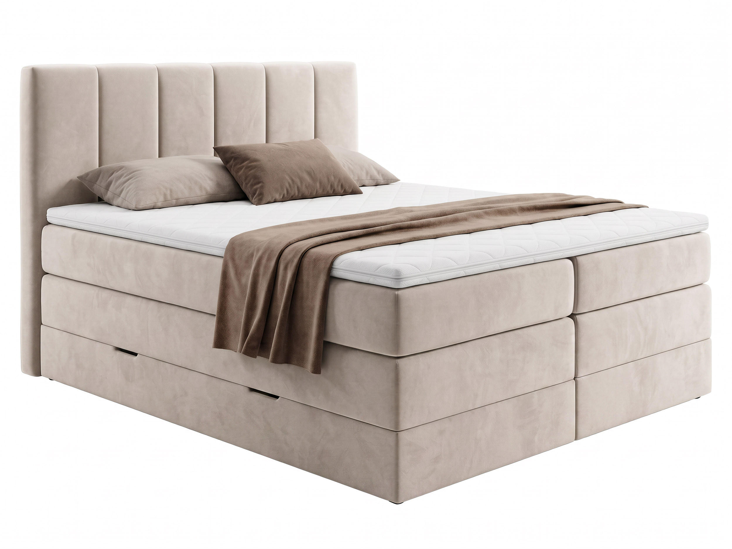 BOXSPRINGBETT Star Max - 180x200 - beige (Paros 02) - Beige/Schwarz, Holz/Holzwerkstoff (180/200cm) - Sofnet