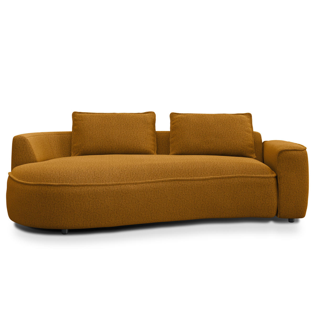 2,5-SITZER SOFA - Schwarz/Orange, Kunststoff/Textil (217/82/146cm) - home24