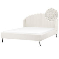 POLSTERBETT mit Lattenrost 180x200 cm Weiß Ambillou - Creme, Textil (180/200cm) - Beliani