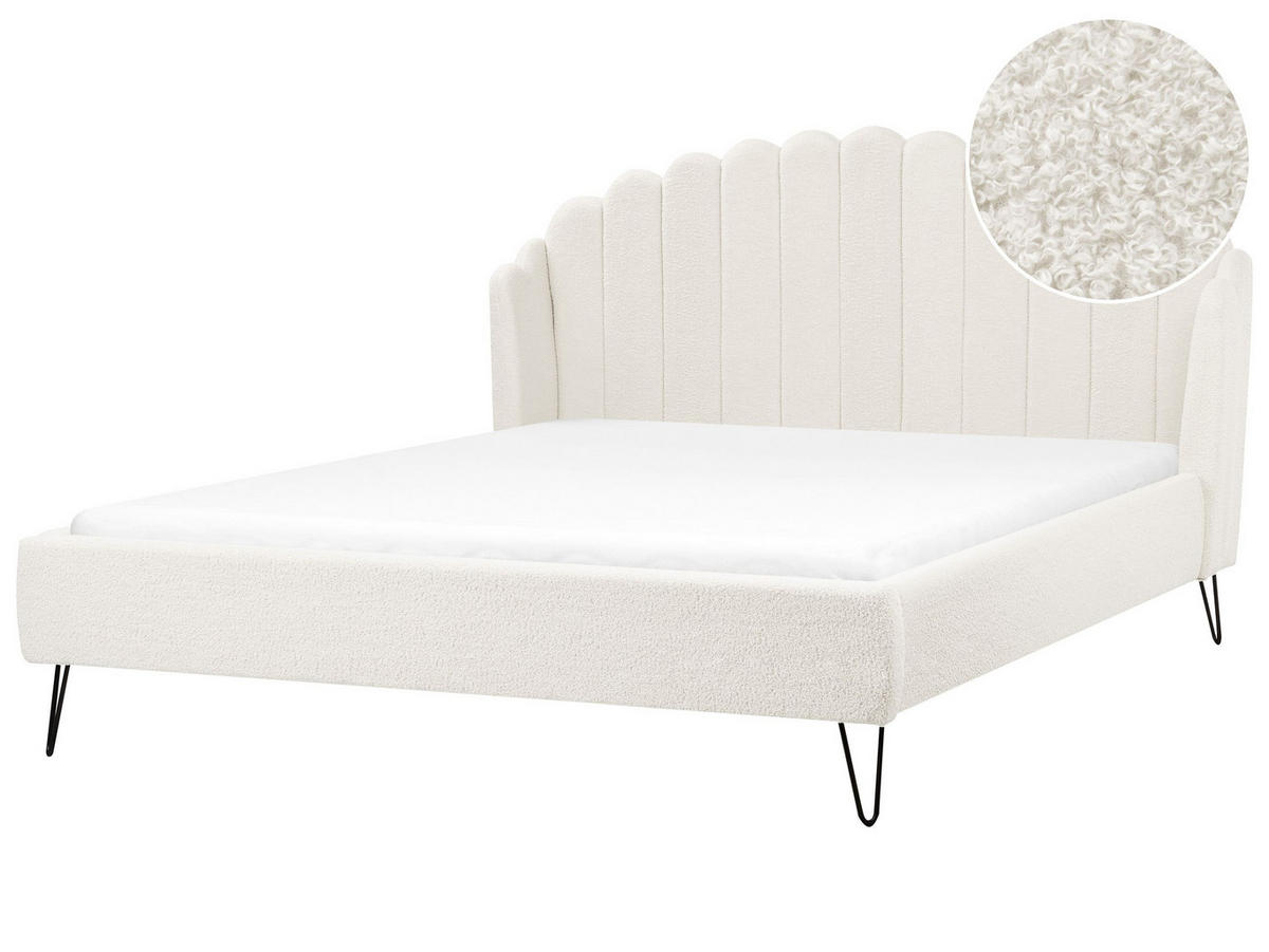 POLSTERBETT mit Lattenrost 180x200 cm Weiß Ambillou - Creme, Textil (180/200cm) - Beliani