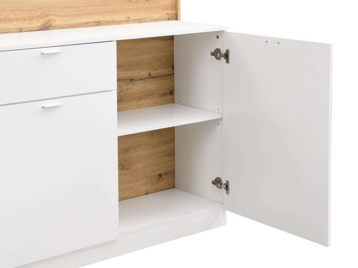 BARMÖBEL mit 2 Türen & 1 Schublade - MDF - Weiß & Holzfarben - LAMONIA - Naturfarben, Holz (50/115/120cm) - Vente-Unique