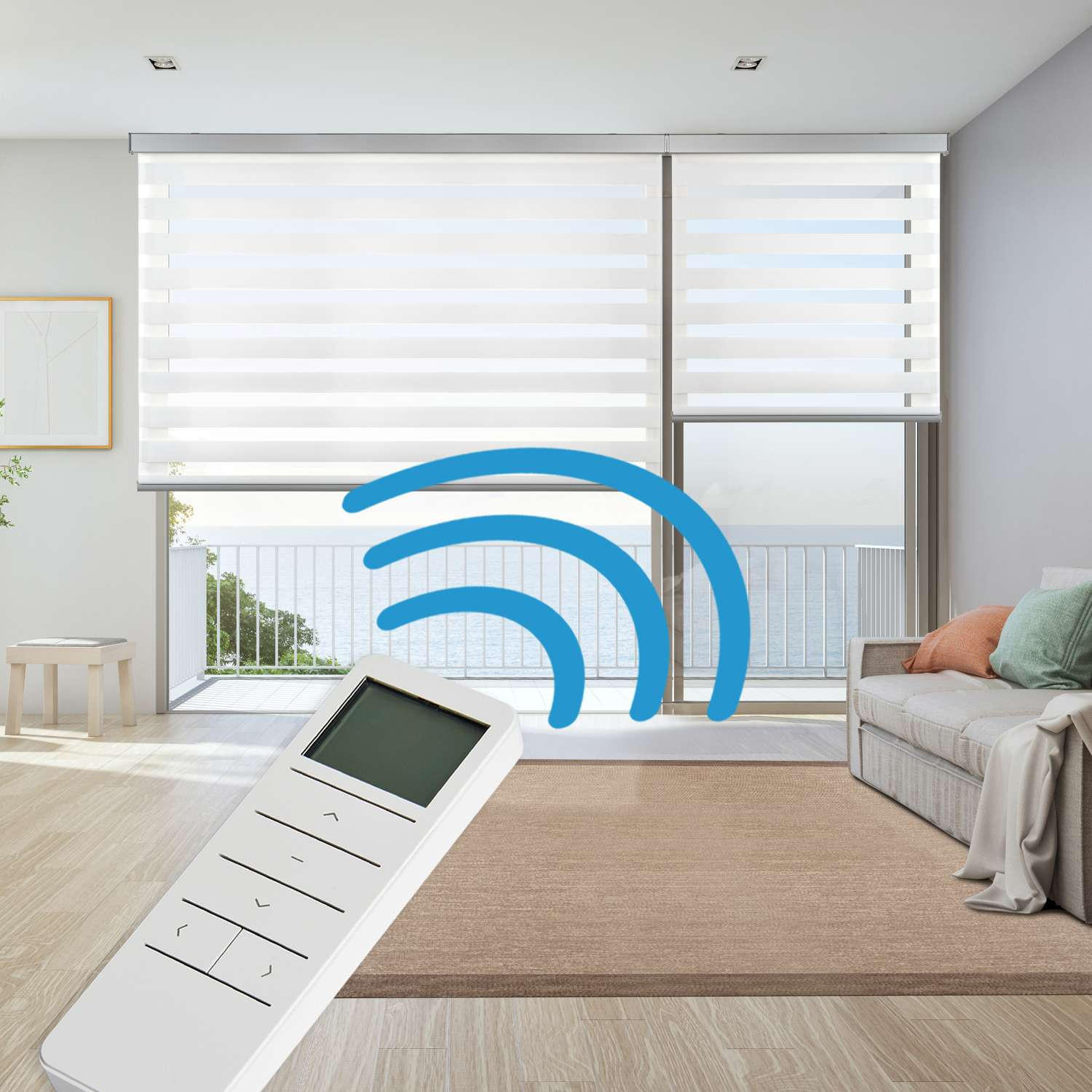 DOPPELROLLO Motorisiertes Weiß 140x250 cm - Weiß, Kunststoff (140/250cm) - STORESDECO
