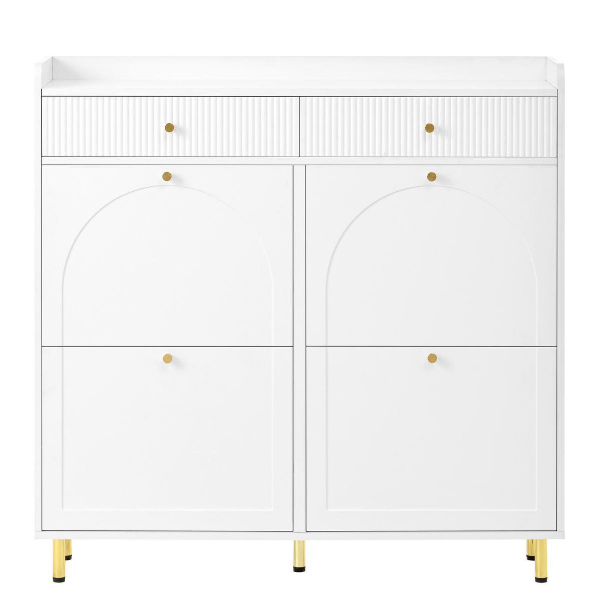 SCHUHSCHRANK aus MDF & Spanplatte 106.5x25x105.5cm in Weiß mit Kippsicherung - Weiß, Holzwerkstoff (106/105.5/25cm) - Modfu