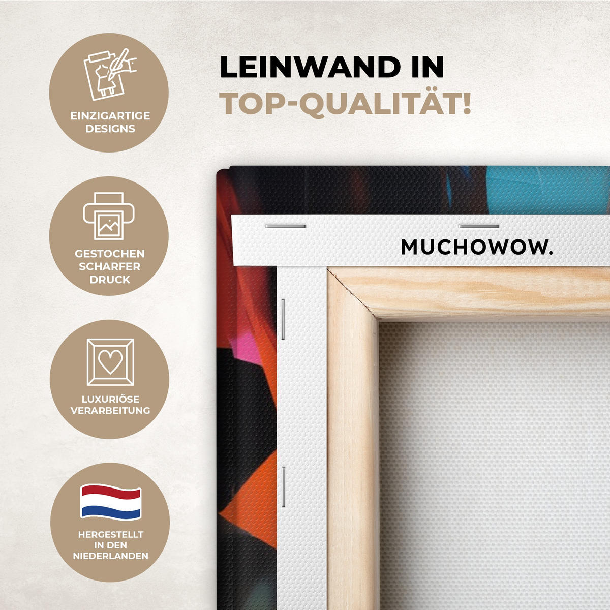 LEINWANDBILD Frau - Porträt - Farbenfroh - Kunst Wandbilder 80x60 cm - Multicolor, Textil (80/60cm) - MuchoWow