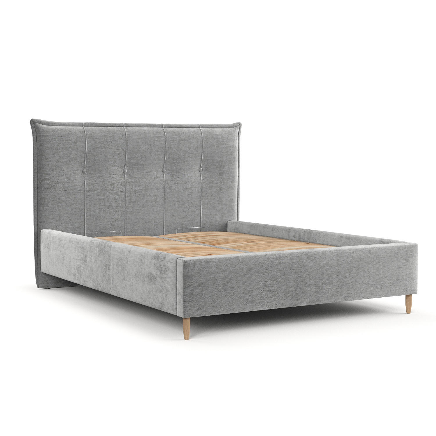 POLSTERBETT Plaza 180/200 cm Hellgrau im Lotta Stoff - Hellgrau/Naturfarben, Holz/Holzwerkstoff (180/200cm) - AltaBeds