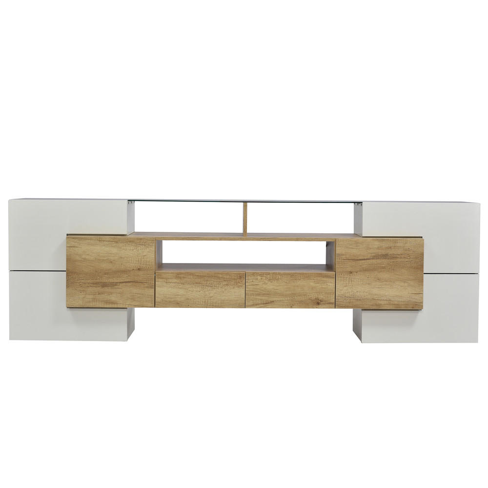 COMODA TV 200cm Alba lucioasa cu LED