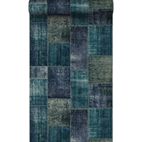 TAPETE Kelim-Patchwork 53 cm x 10.05 m - Türkis, Papier (53/1000cm) - Origin Wallcoverings