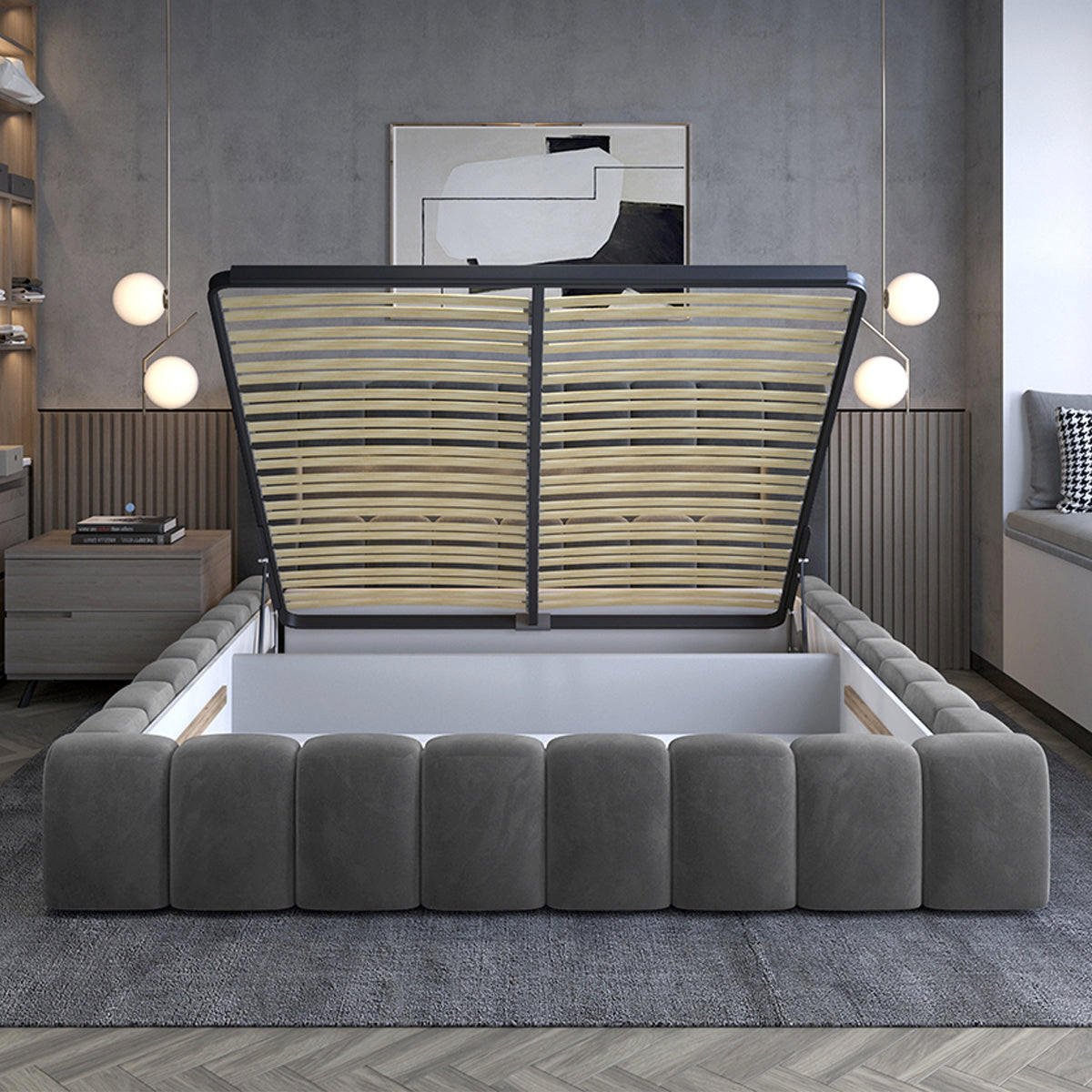 BOXSPRING POSTEL 160/200 Auria Šedá - šedá, dřevo (160/200cm) - Petits-meubles