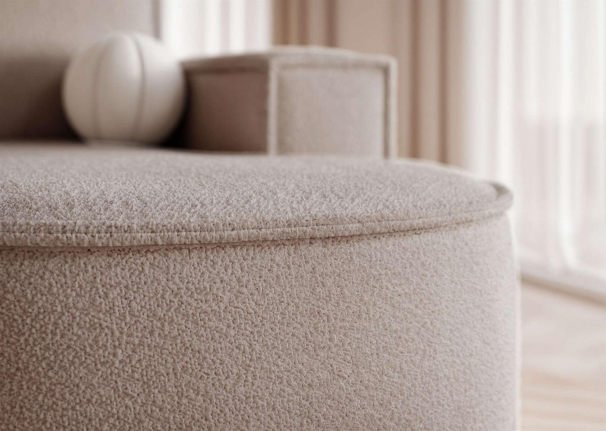 WOHNLANDSCHAFT U-Form mit Schlaffunktion, Beige - Sandfarben, Textil (316/88/157cm) - Idohome