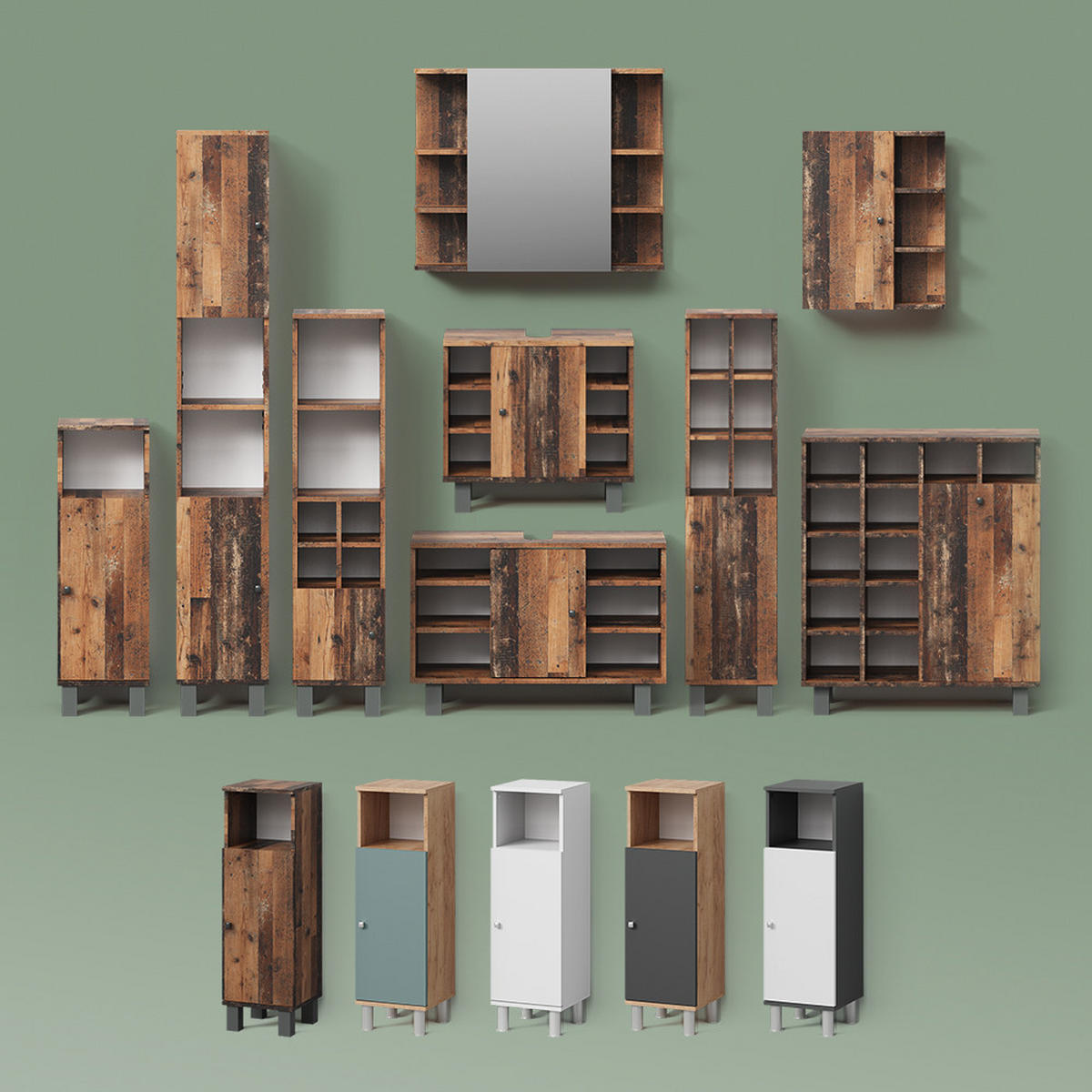 BADSCHRANK Fucino Weiß 47.2 x 59.2 cm - Weiß, Holzwerkstoff (47.2/59.2/20.8cm) - Livinity®
