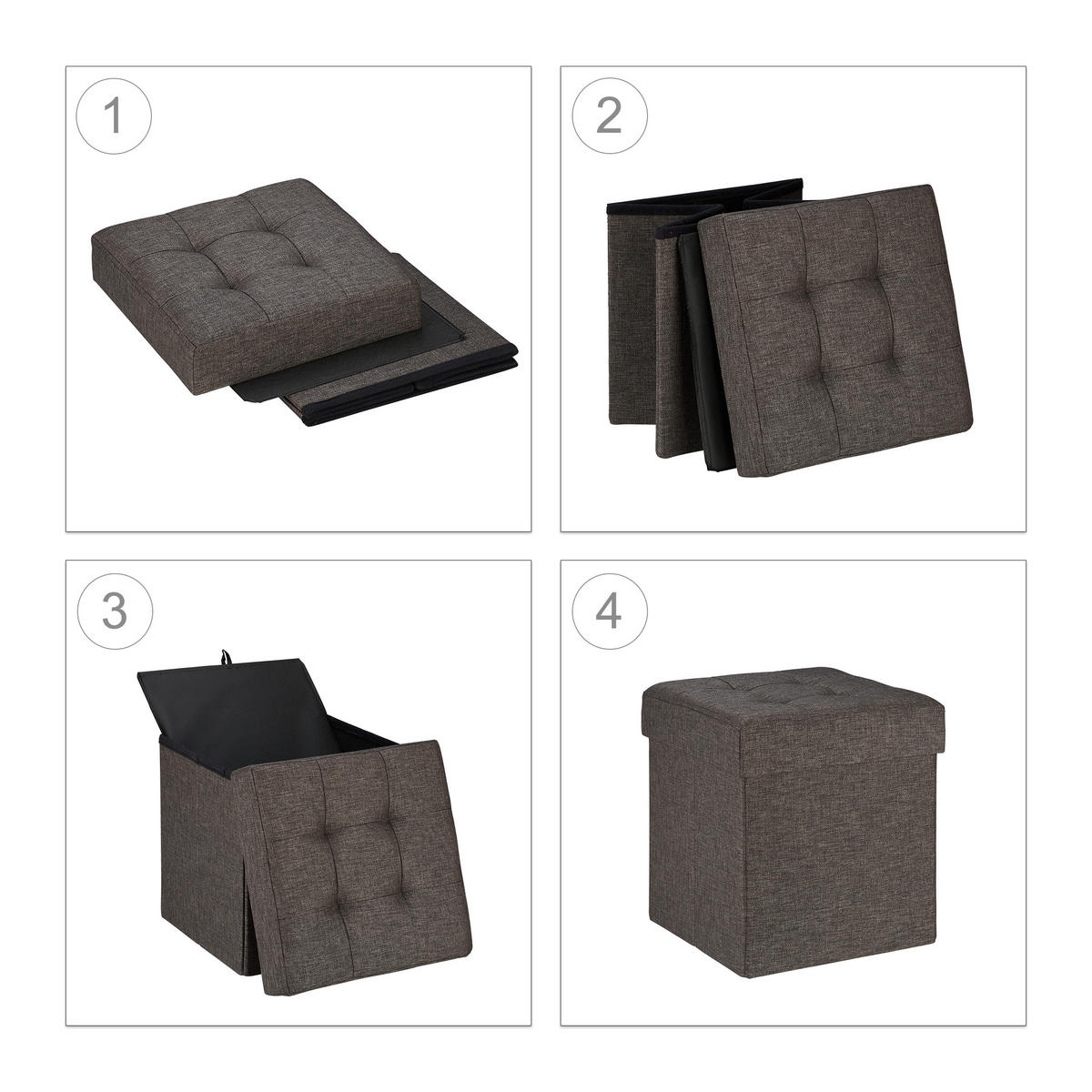 STOLIČKA - hnědá, kompozitní dřevo/textil (38/41/38cm) - Relaxdays