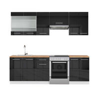 KÜCHENZEILE Fame-Line Anthrazit Hochglanz/Weiß 240 cm, AP Eiche - Anthrazit/Weiß, Holzwerkstoff (240/81.6/60cm) - Vicco