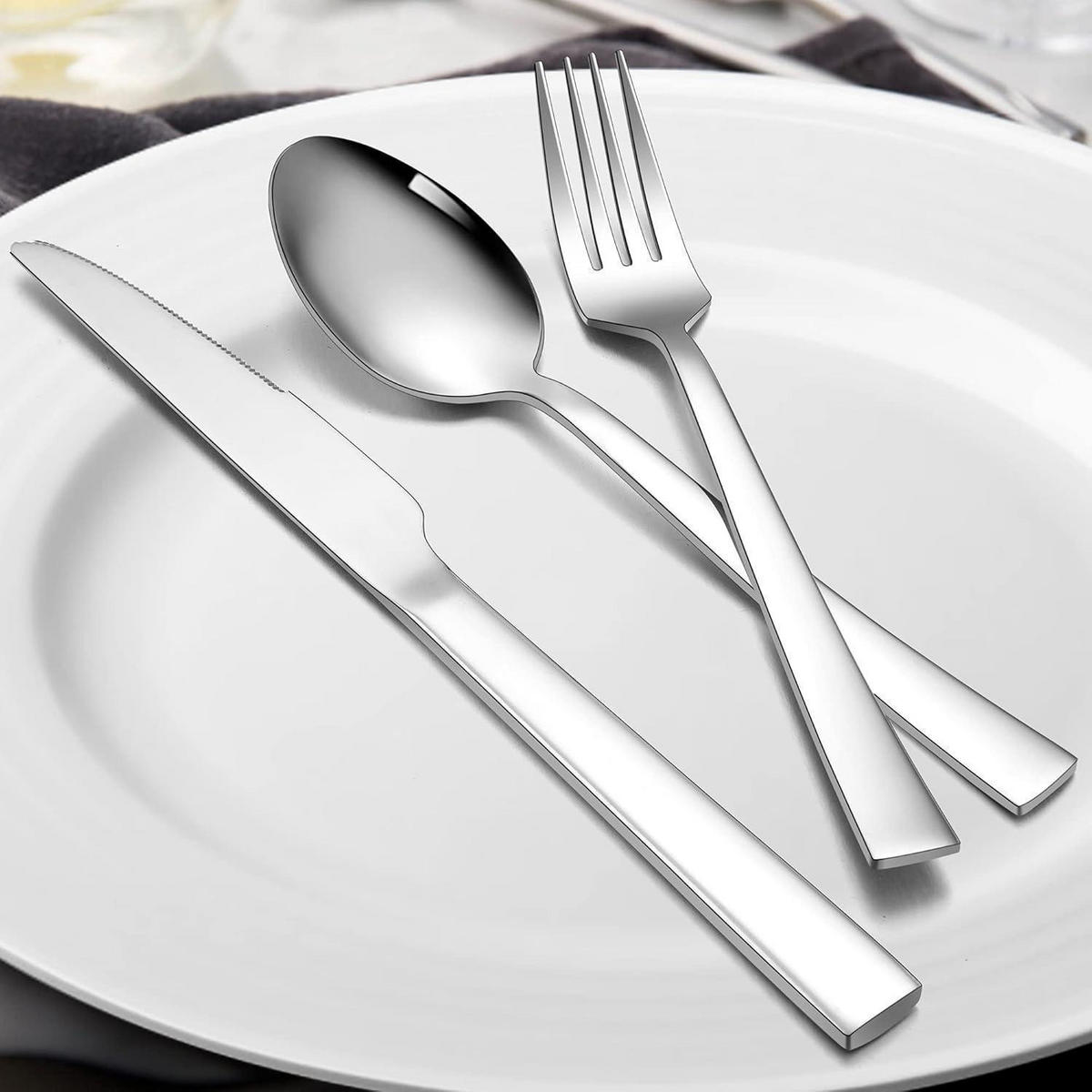 BESTECKSET 30-teilig Edelstahl Silber Hochglanzpoliert Spülmaschinenfest - Silberfarben, Metall