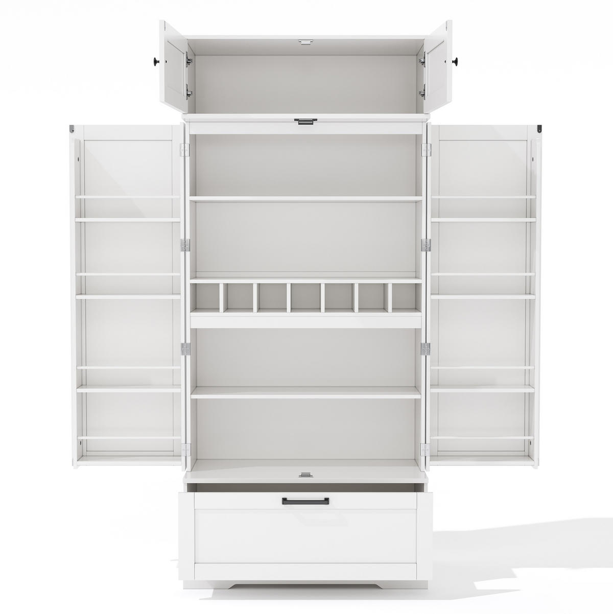 BUFFET 80/40/180 cm weiß aus MDF mit Weinregal - Weiß, Holzwerkstoff (80/180/40cm) - OKWISH