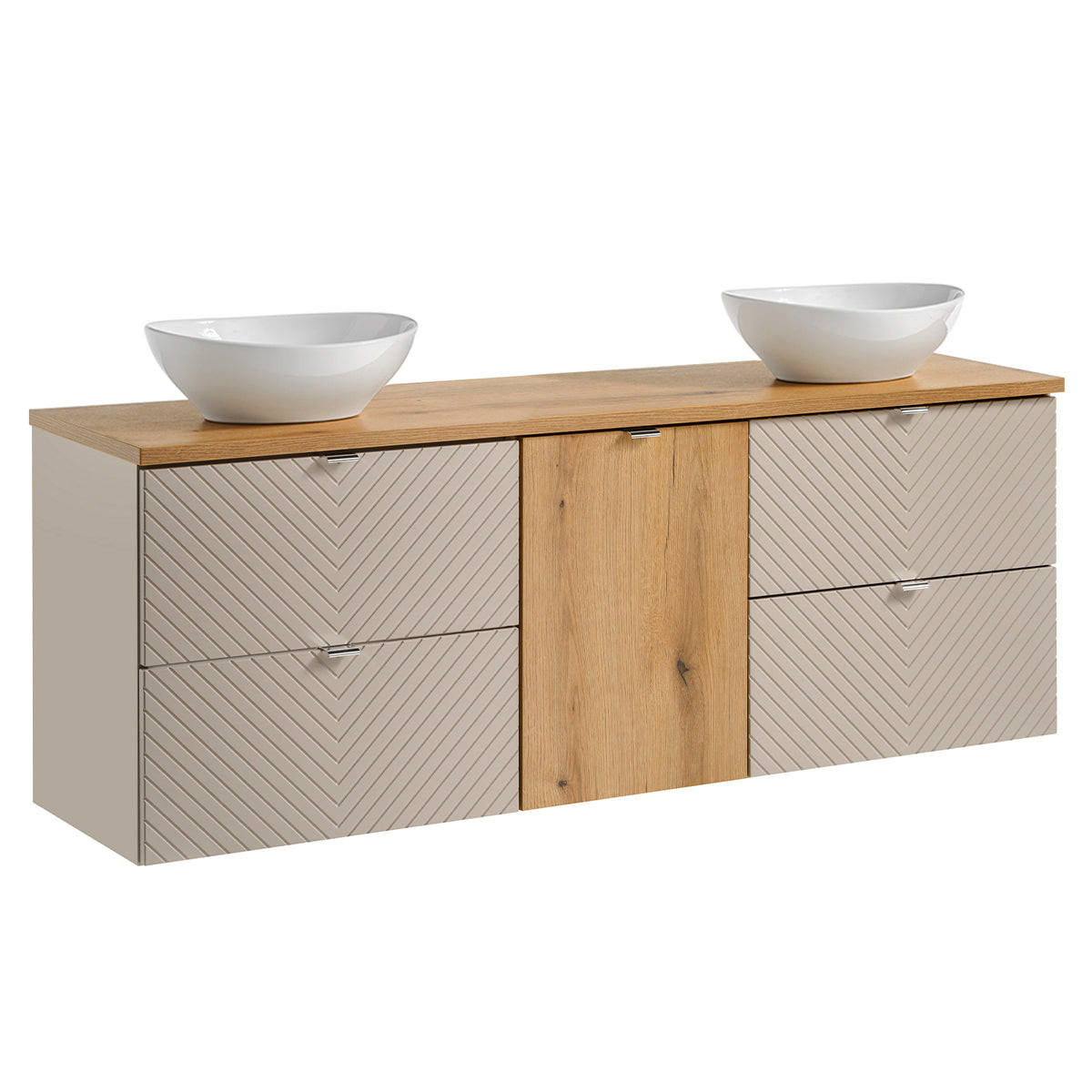 BADMÖBEL 160.4cm Manoa 2er-Set Kaschmir - Beige, Holzwerkstoff (160.4/59/40cm) - Petits-meubles
