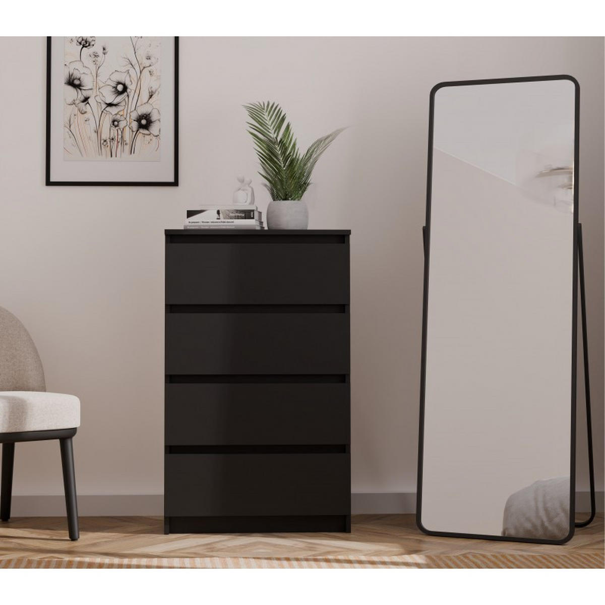 KOMMODE Schwarz 70/97/40 - Schwarz, Holzwerkstoff (70/97/40cm) - RAUMHIRSCH FURNITURE