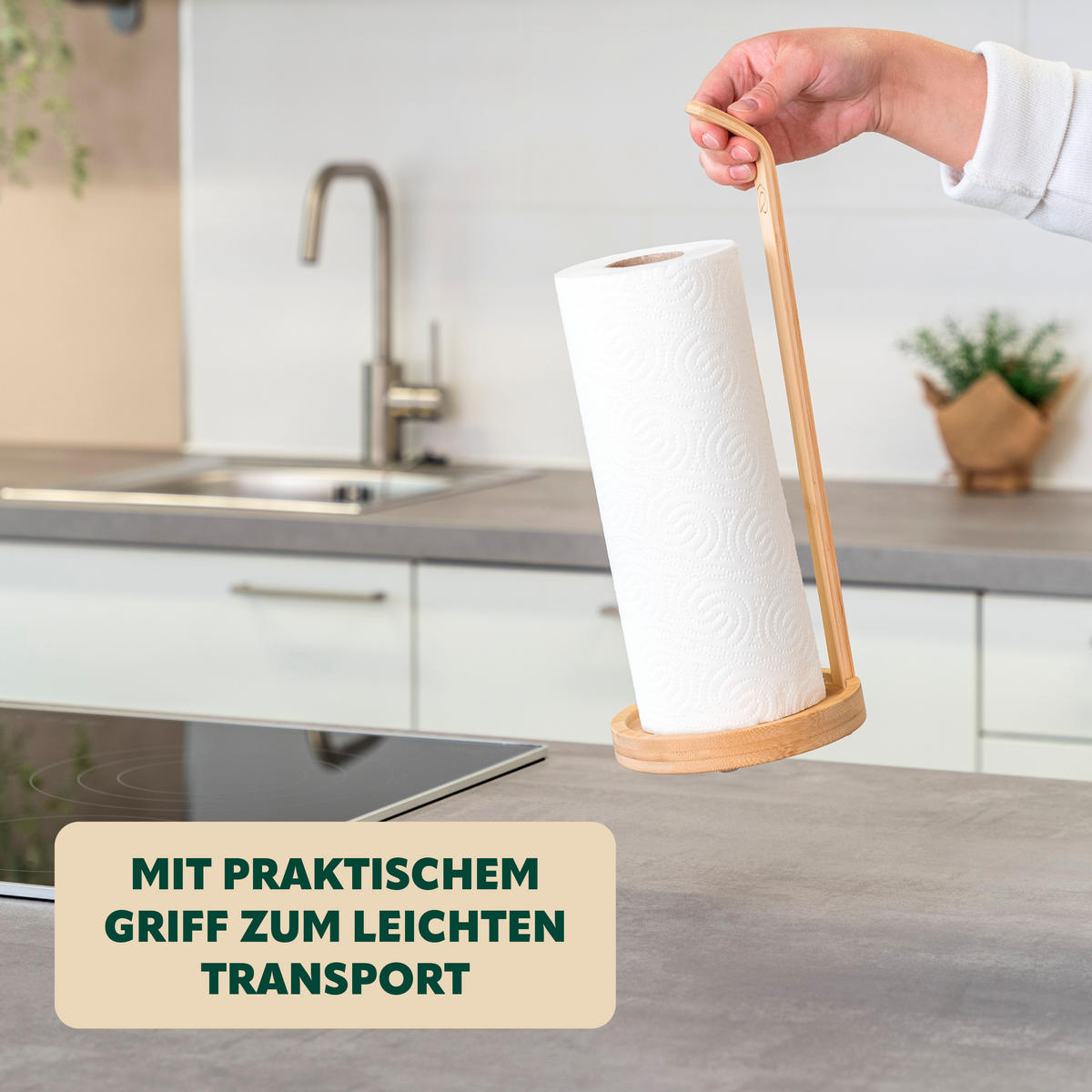 KÜCHENROLLENHALTER, Bambus - Braun, Holz (14/36.5/14cm) - eluno